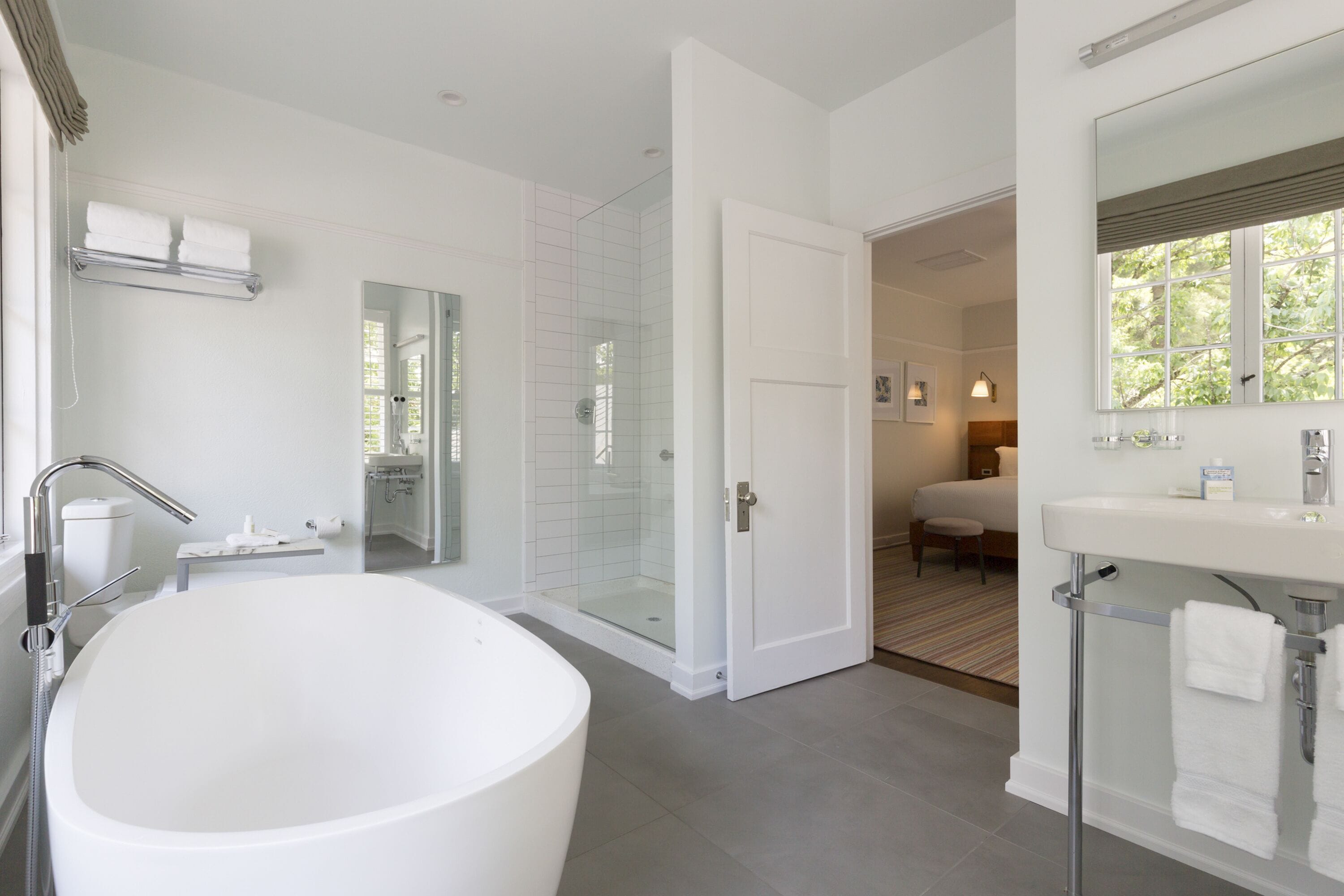 shower, rainfall showerhead, designer toiletries, hair dryer