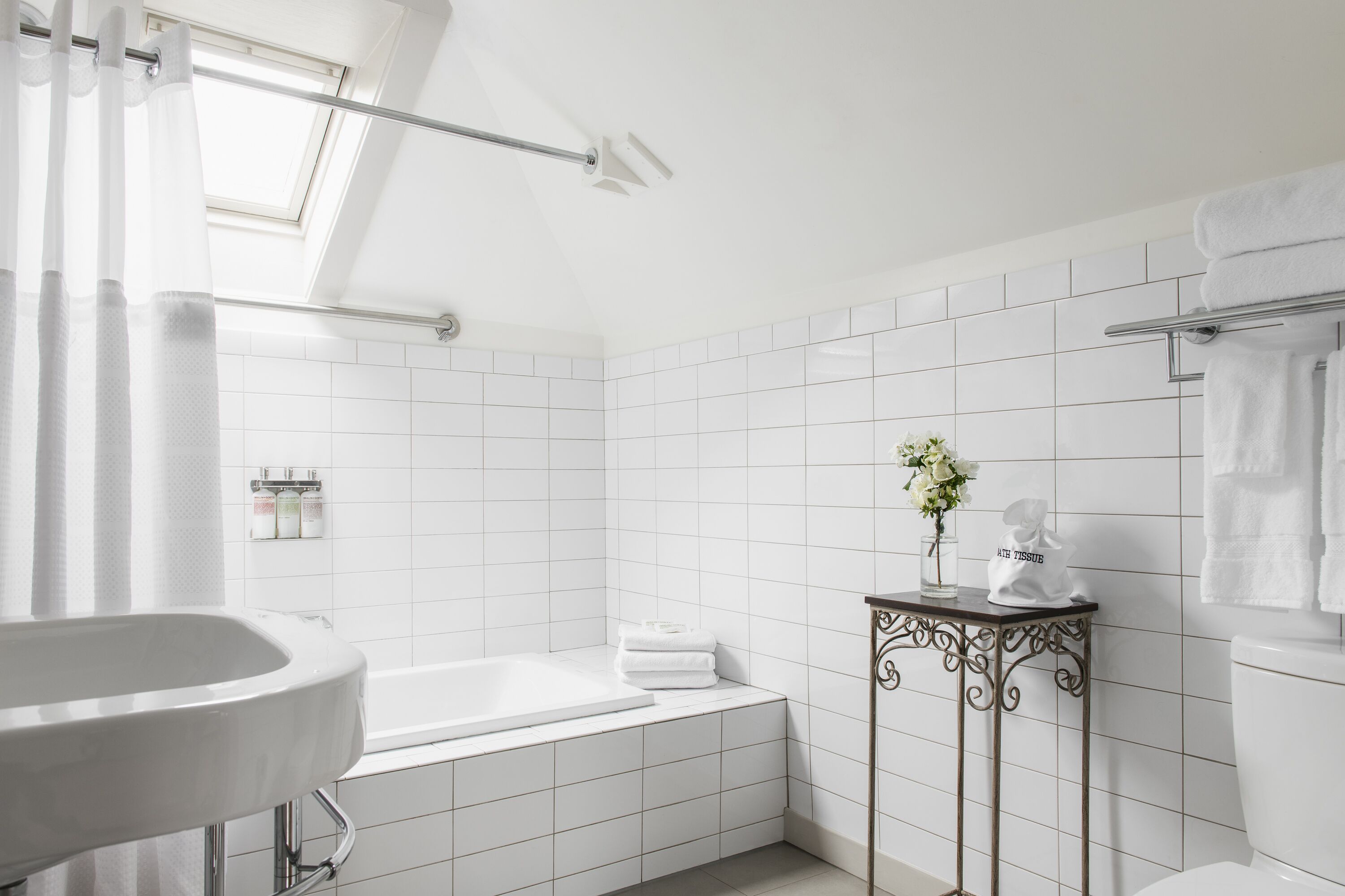 shower, rainfall showerhead, designer toiletries, hair dryer