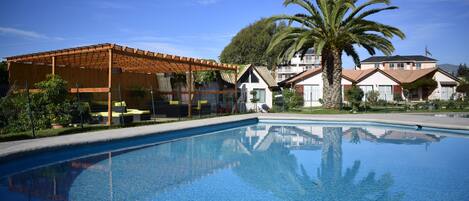 Outdoor pool, pool loungers