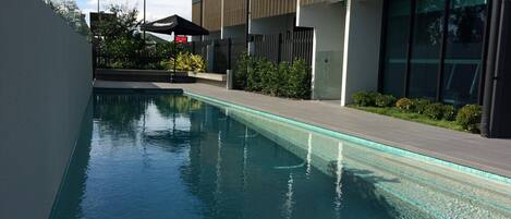 Outdoor pool, sun loungers