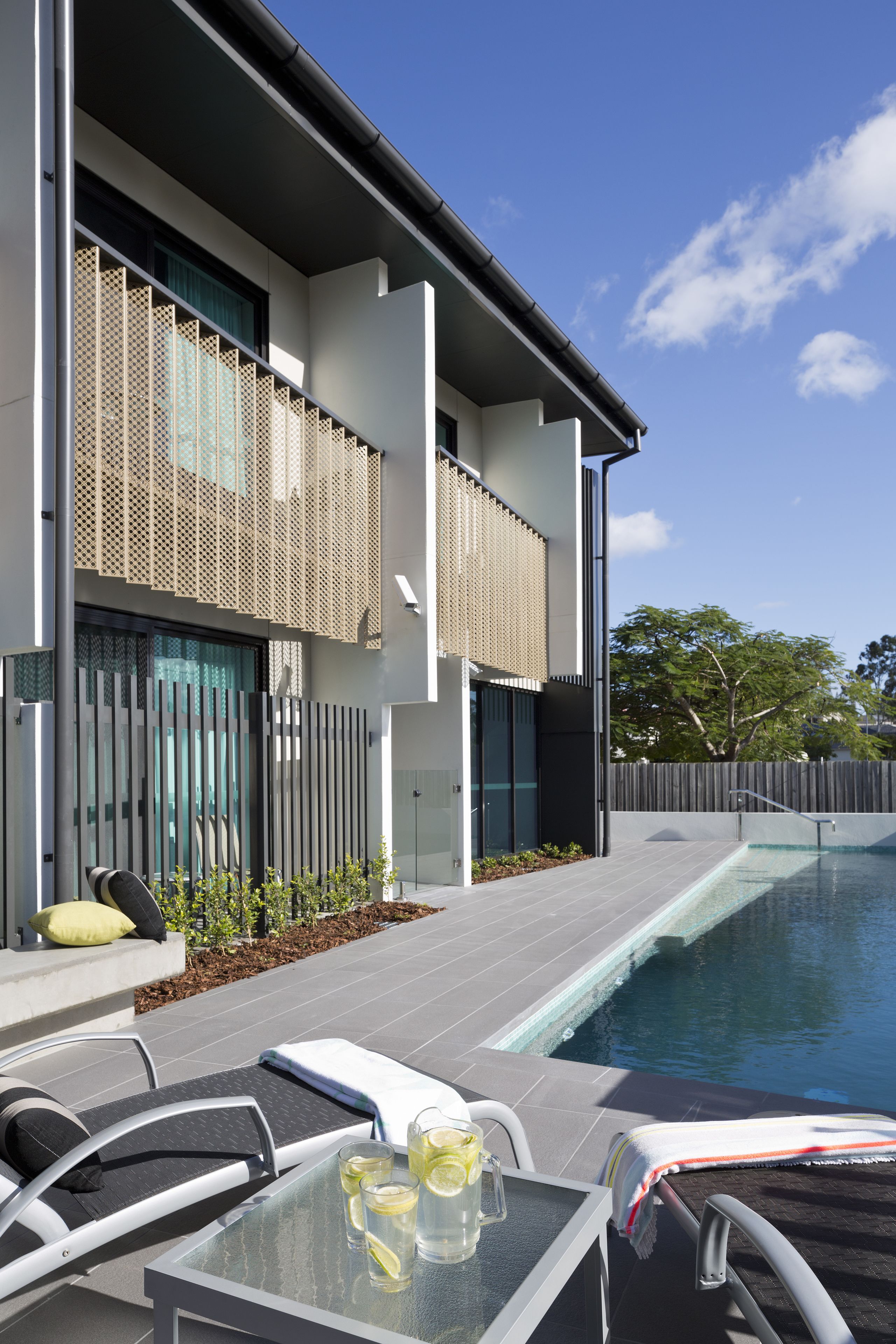 Outdoor pool, sun loungers