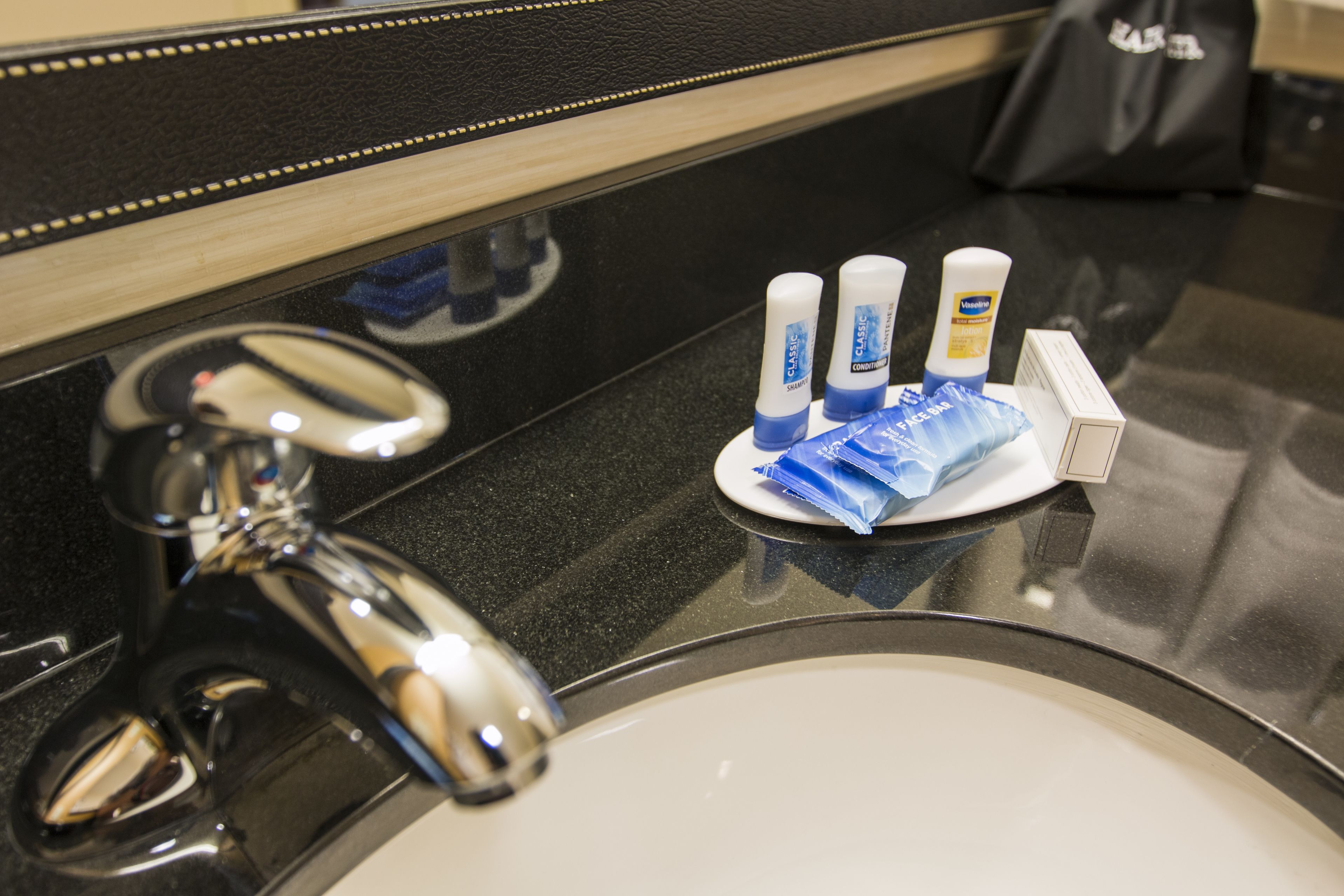 free toiletries, hair dryer, towels