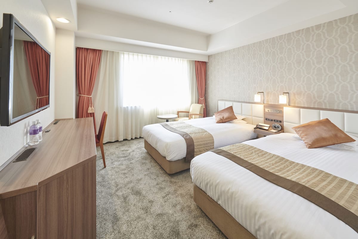 premium bedding, desk, blackout curtains, soundproofing