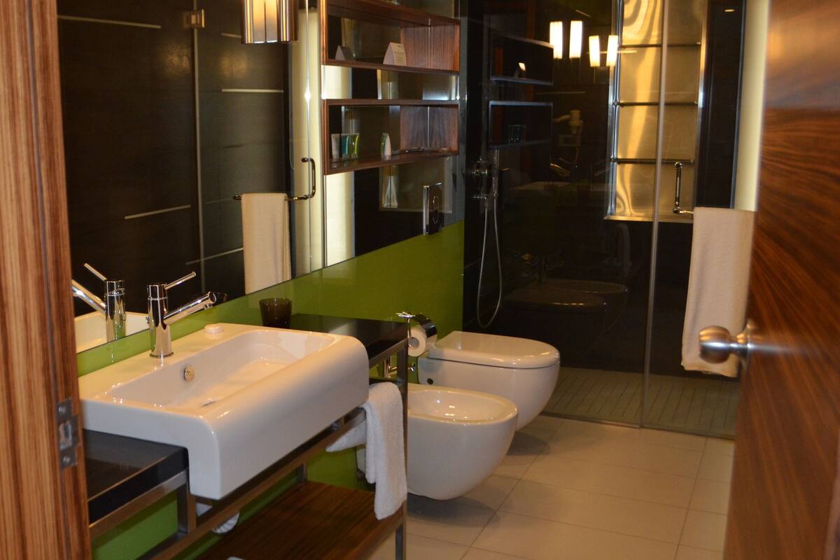 free toiletries, bathrobes, slippers, towels