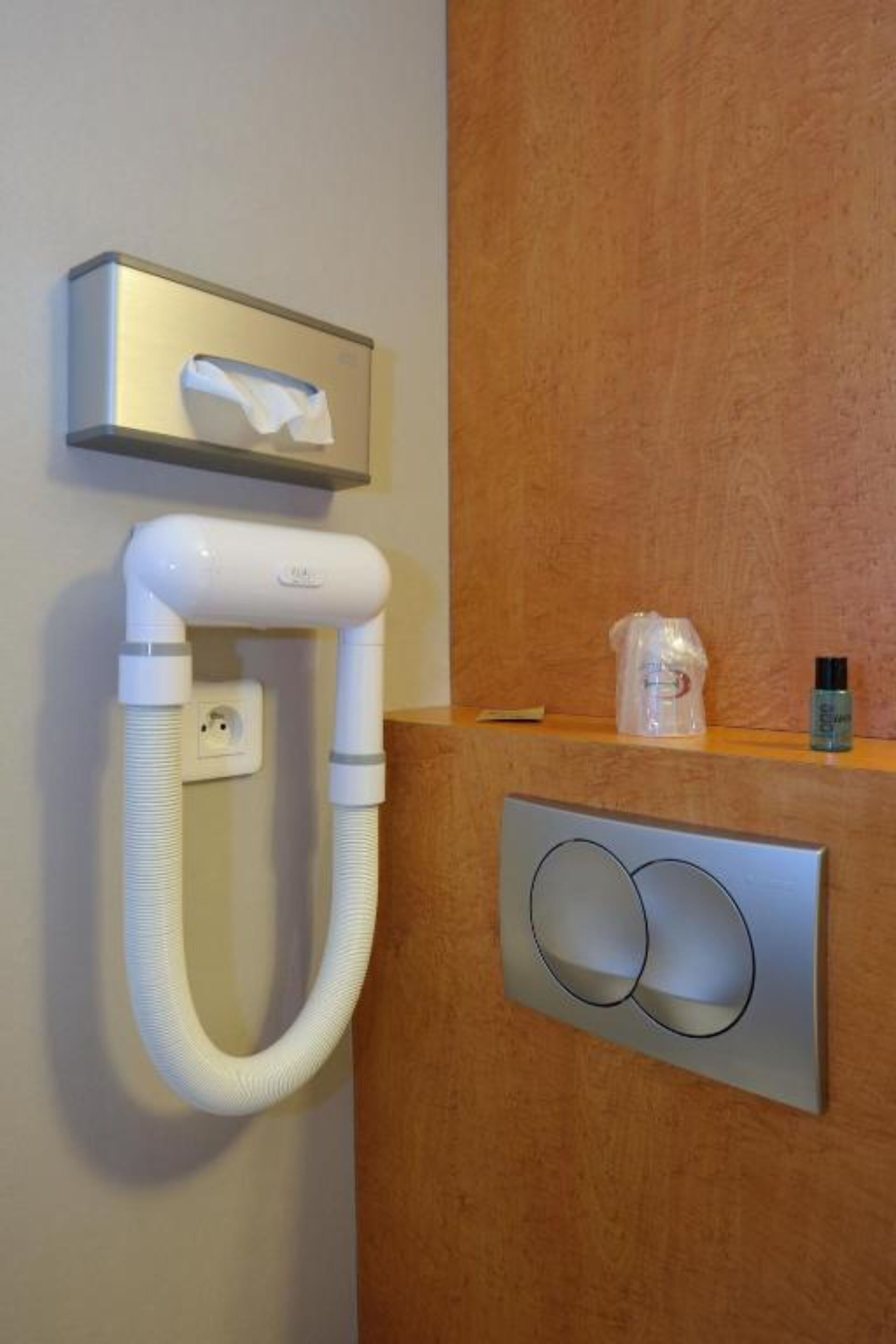 combined shower/bathtub, free toiletries, hair dryer, towels