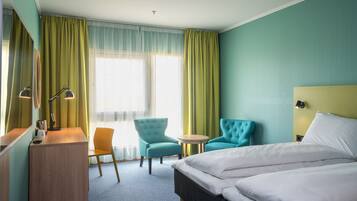 Desk, free WiFi, bed sheets