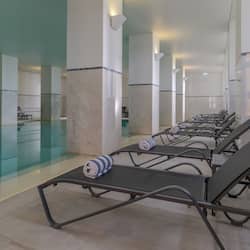 Indoor pool, outdoor pool, pool loungers