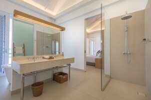 Garden Villa | Bathroom | Shower, designer toiletries, hair dryer, bathrobes