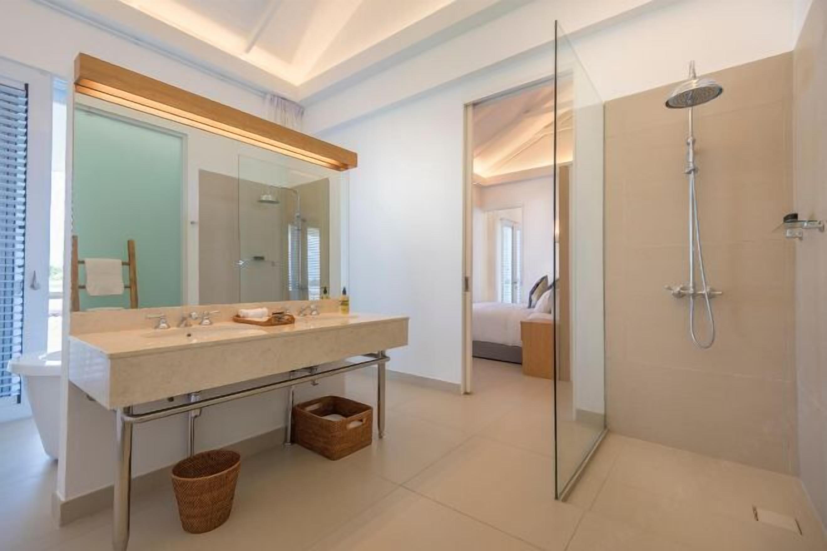 Bathroom | Shower, designer toiletries, hair dryer, bathrobes