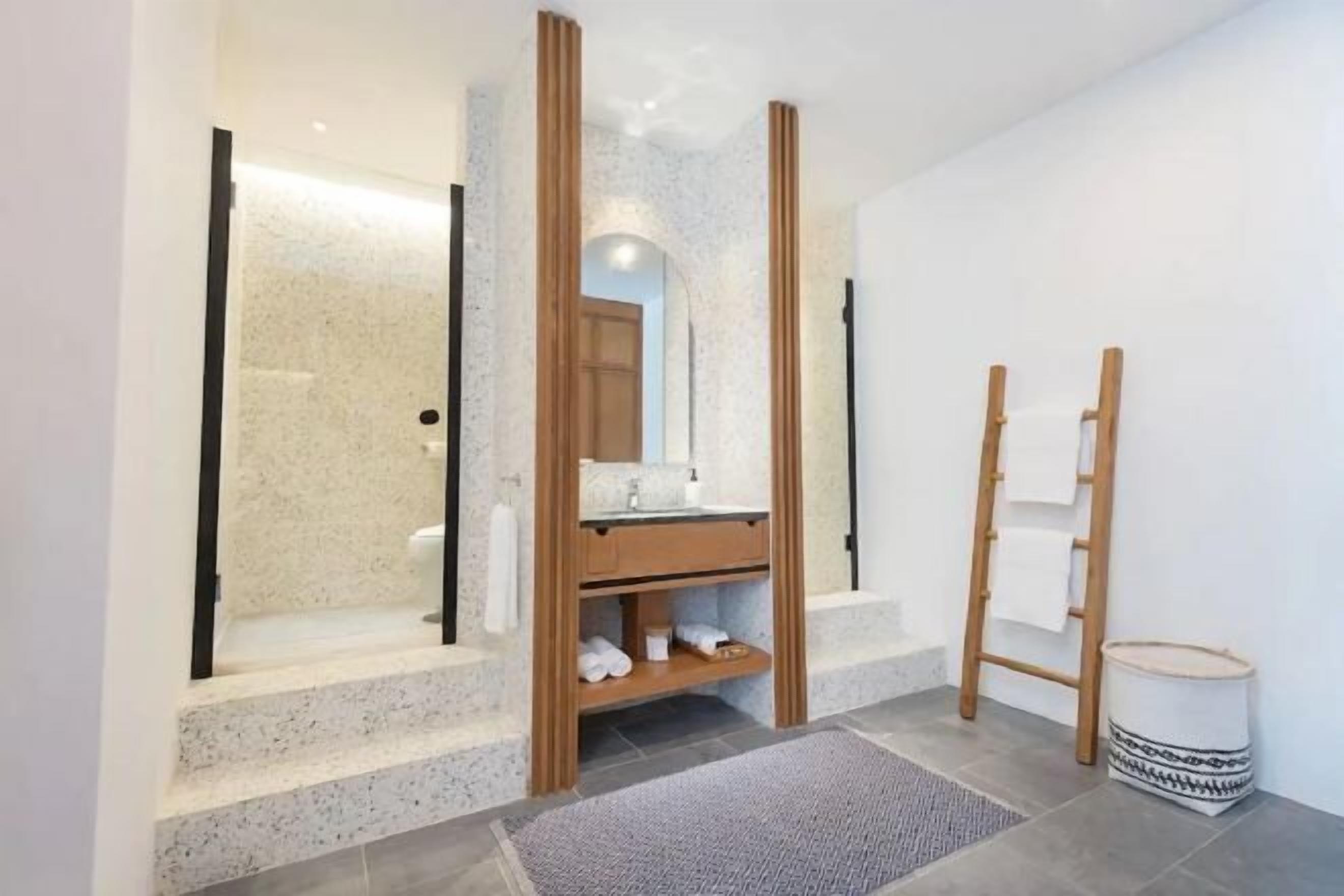 Bathroom | Shower, designer toiletries, hair dryer, bathrobes