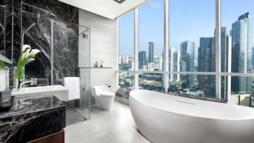 Eco-friendly toiletries, hair dryer, bathrobes, slippers
