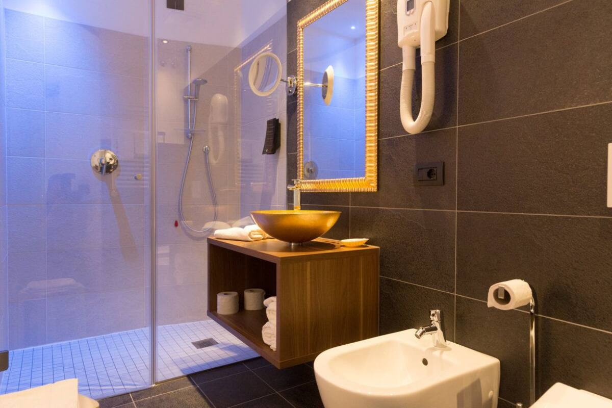 double or twin room | bathroom | shower, free toiletries, hair dryer, bidet