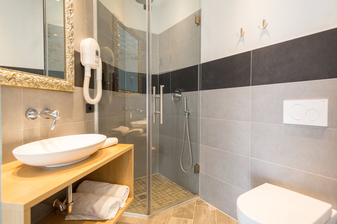 shower, free toiletries, hair dryer, bidet
