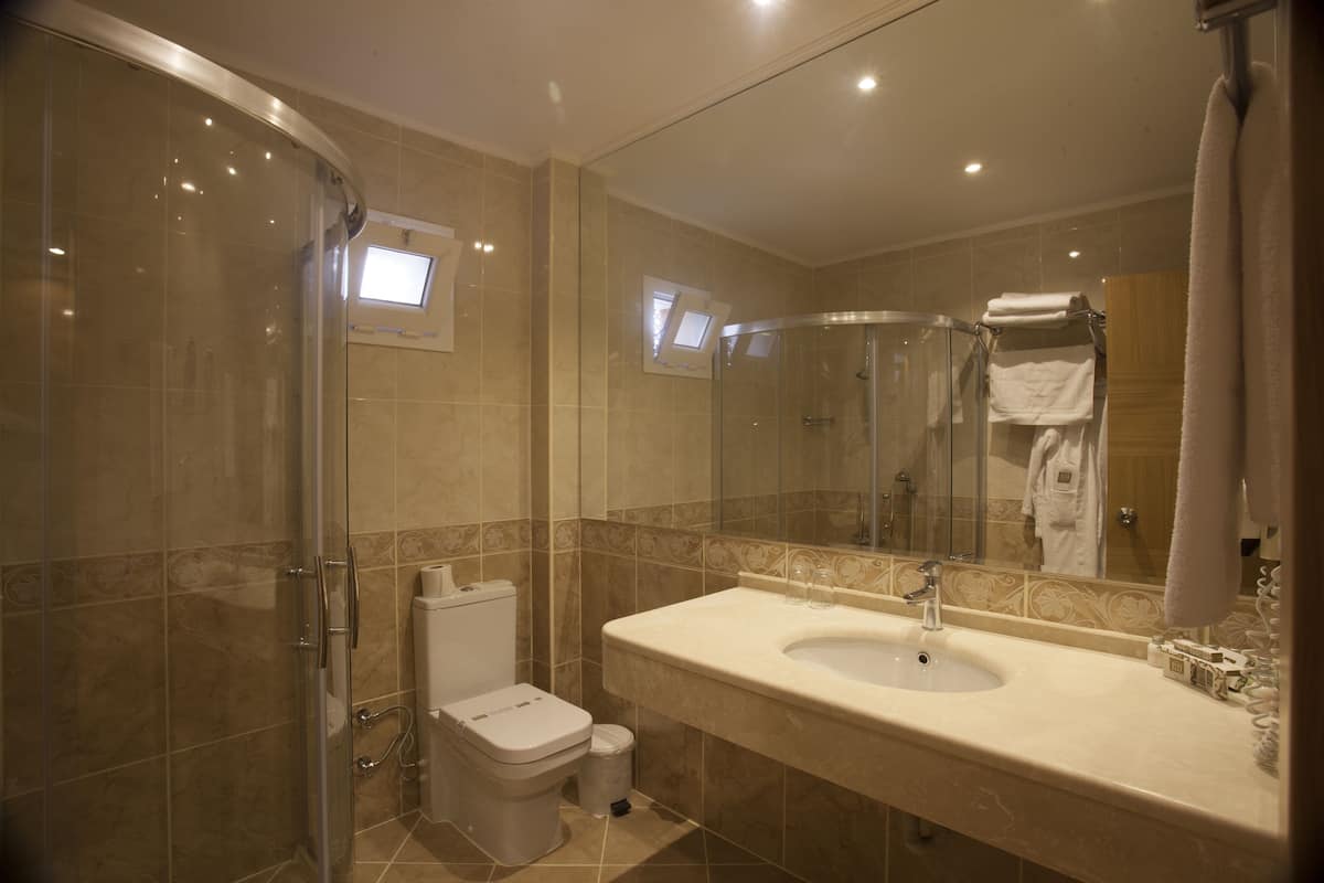 shower, free toiletries, hair dryer, bathrobes