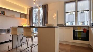 Standard Apartment | Private kitchen | Fridge, microwave, stovetop, espresso maker