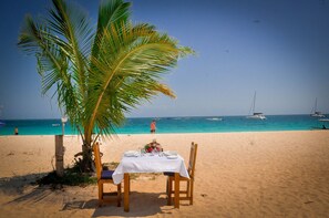 On the beach, scuba diving, snorkelling