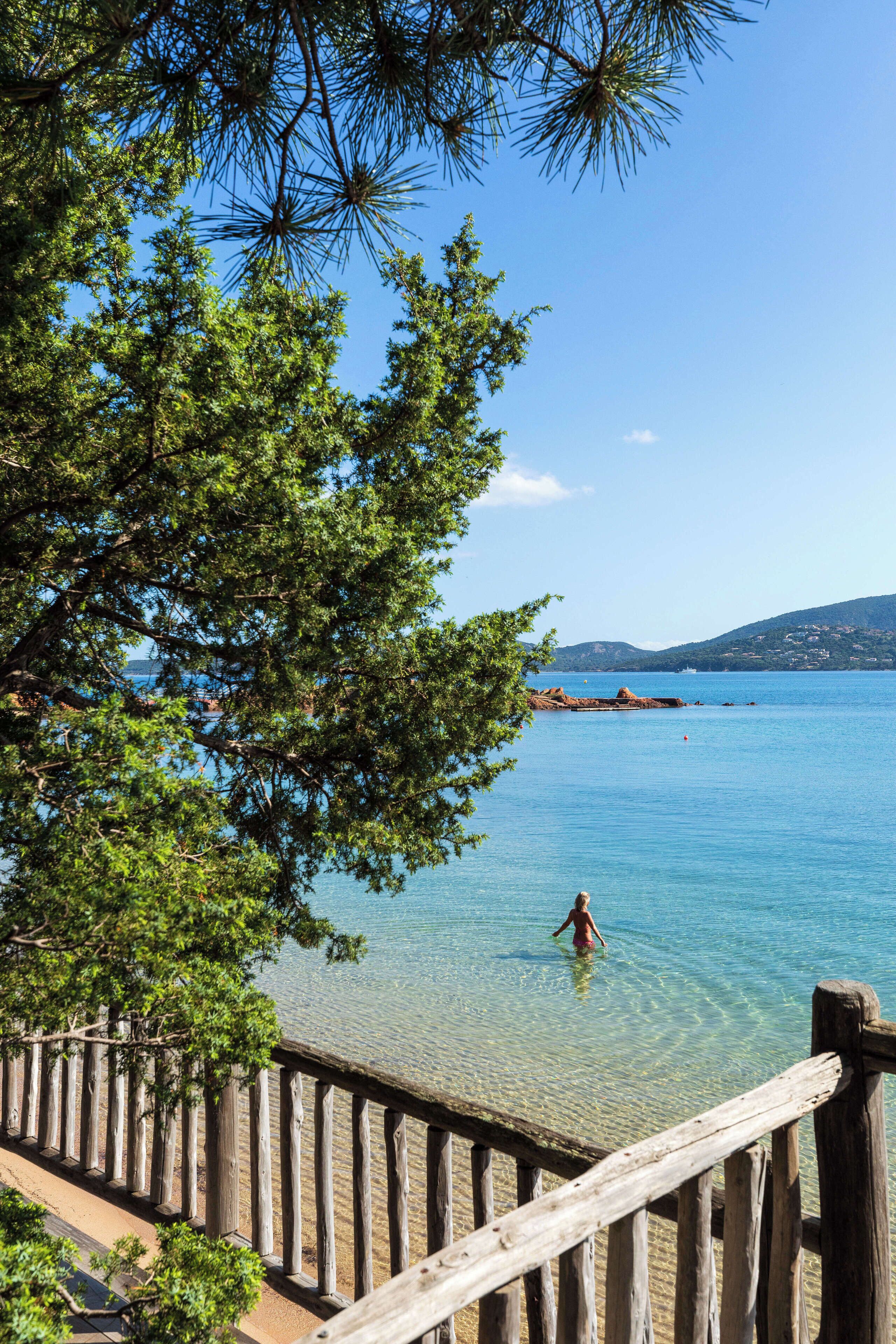 On the beach, sun-loungers, beach umbrellas, beach towels
