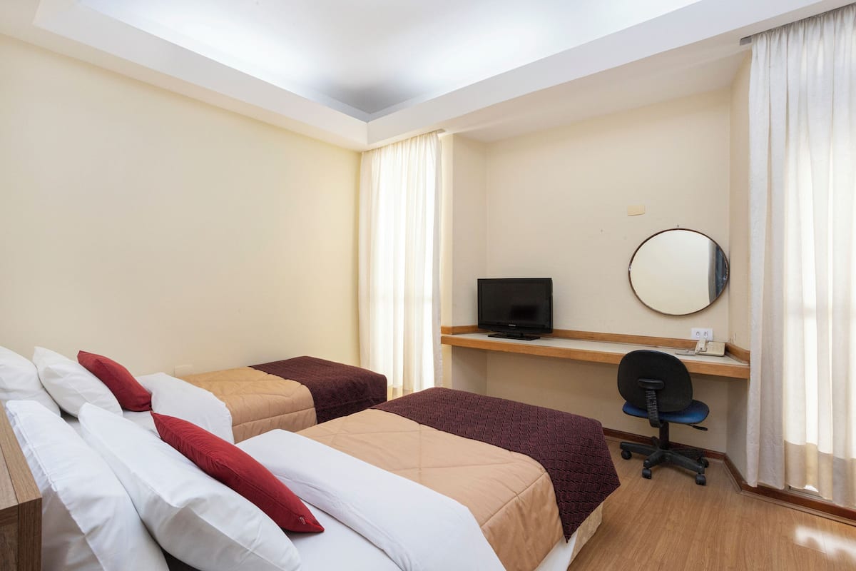Desk, free WiFi, bed sheets