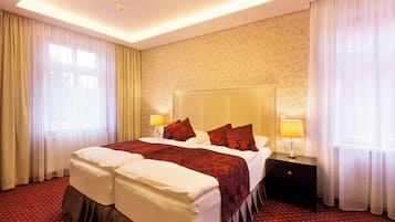 1 soveværelse, allergivenligt sengetøj, Select Comfort-senge, minibar