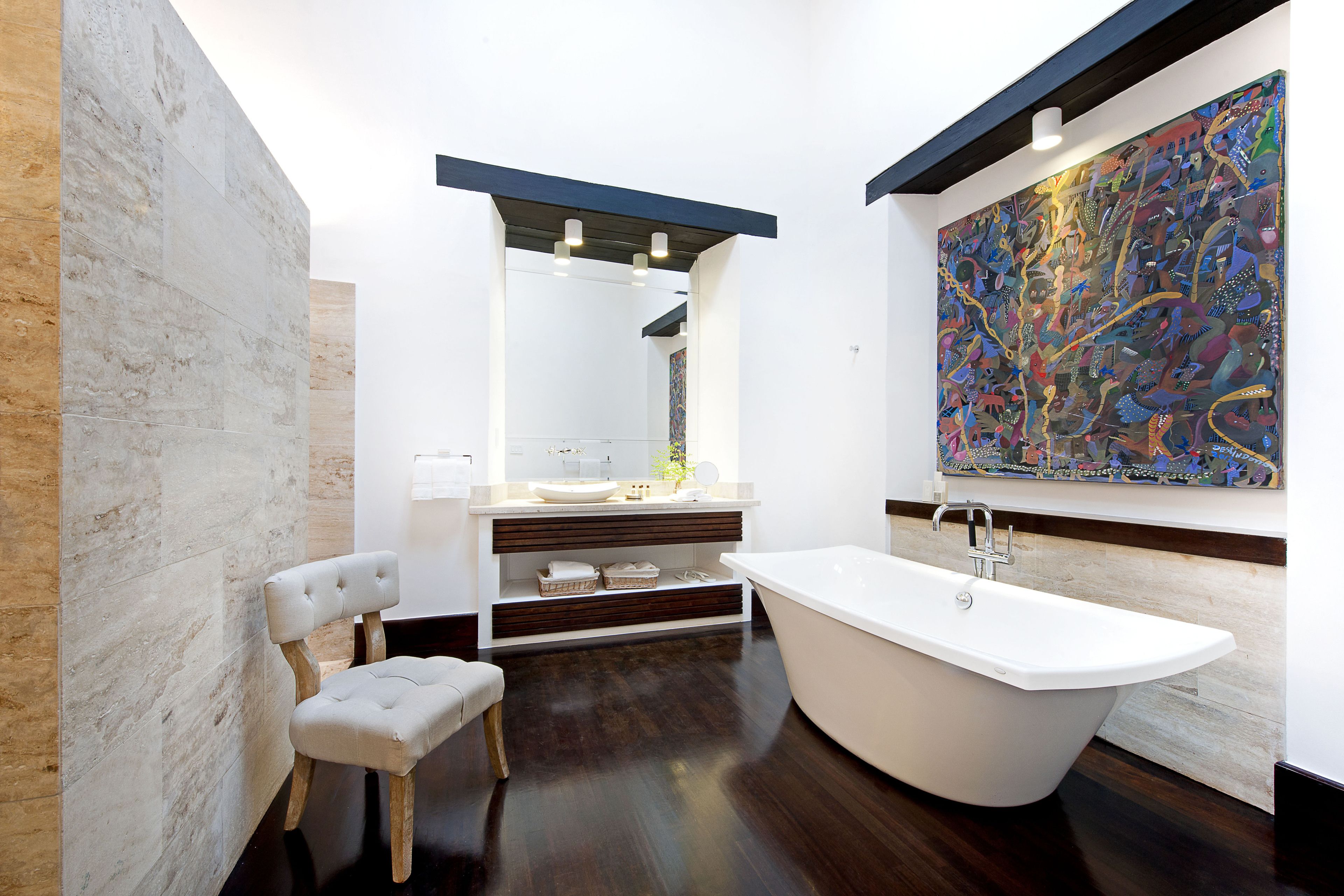 luxury room | bathroom | separate bathtub and shower, deep-soaking bathtub, designer toiletries