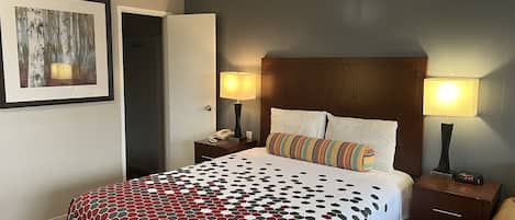 Desk, blackout curtains, iron/ironing board, free WiFi