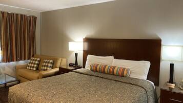 Desk, blackout curtains, iron/ironing board, free WiFi