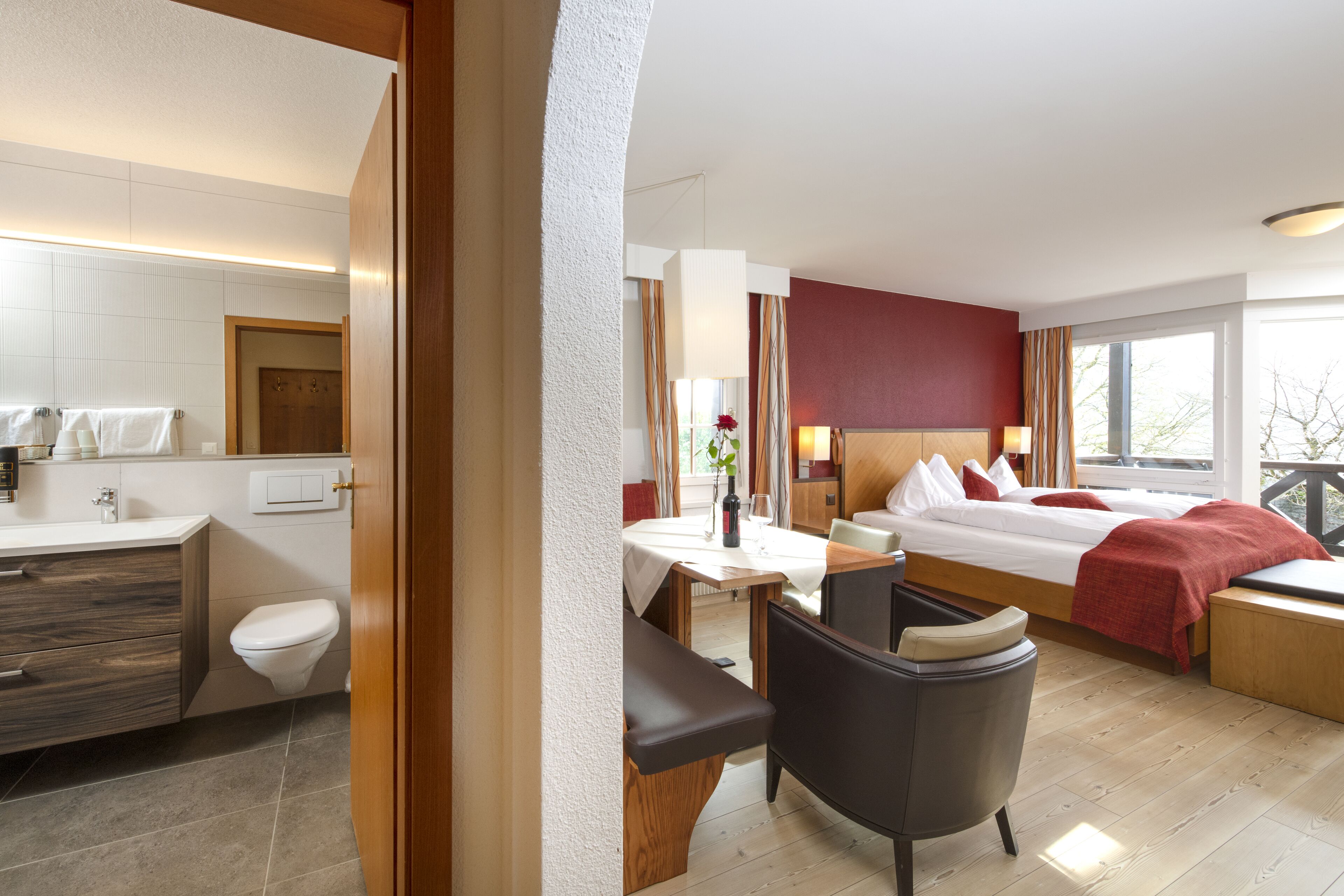 junior suite | bathroom | combined shower/bathtub, hair dryer, bathrobes, towels