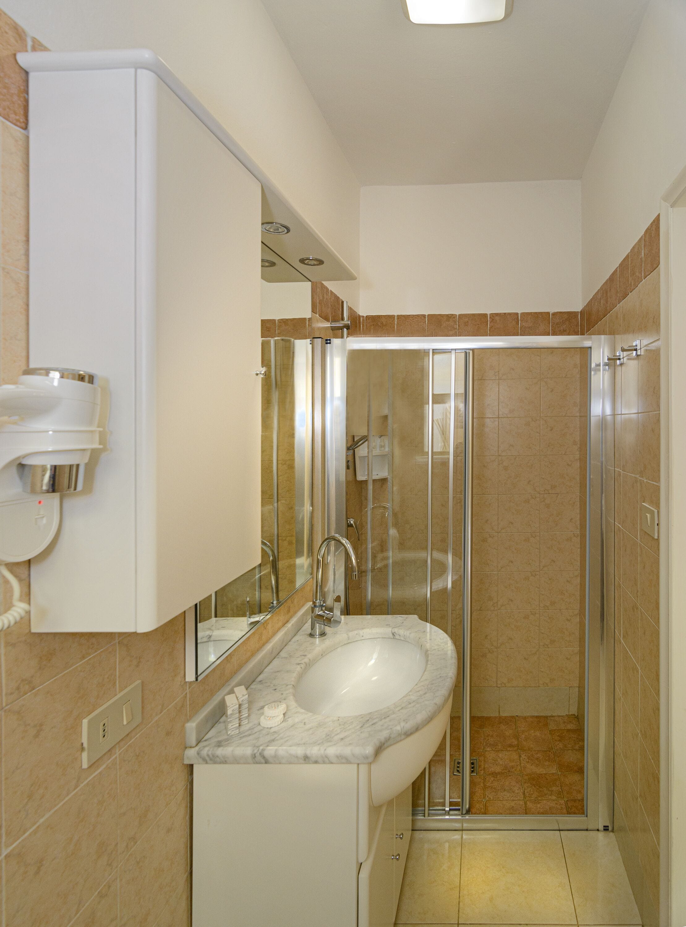 shower, hair dryer, bidet, soap