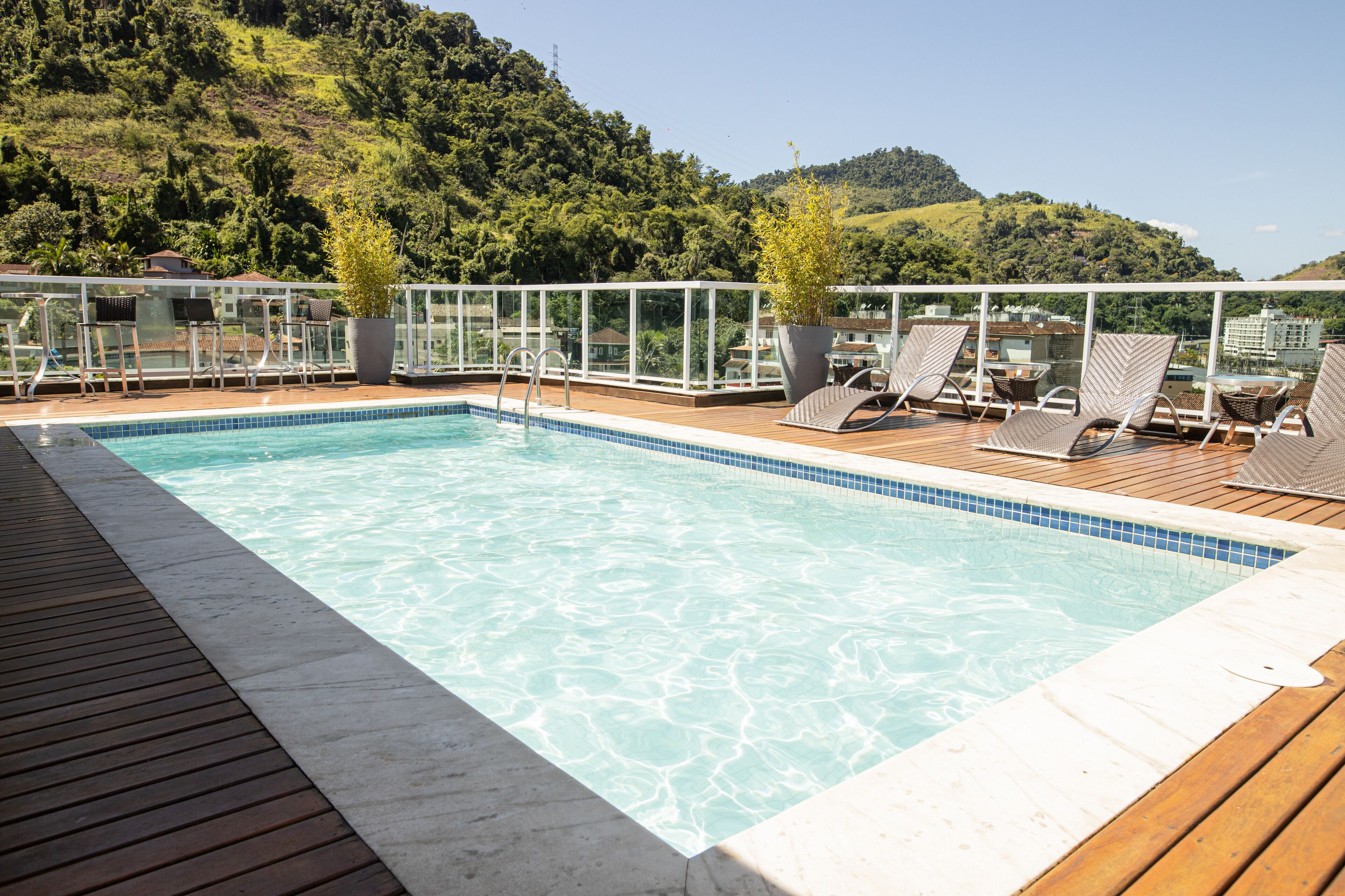 outdoor pool, pool loungers