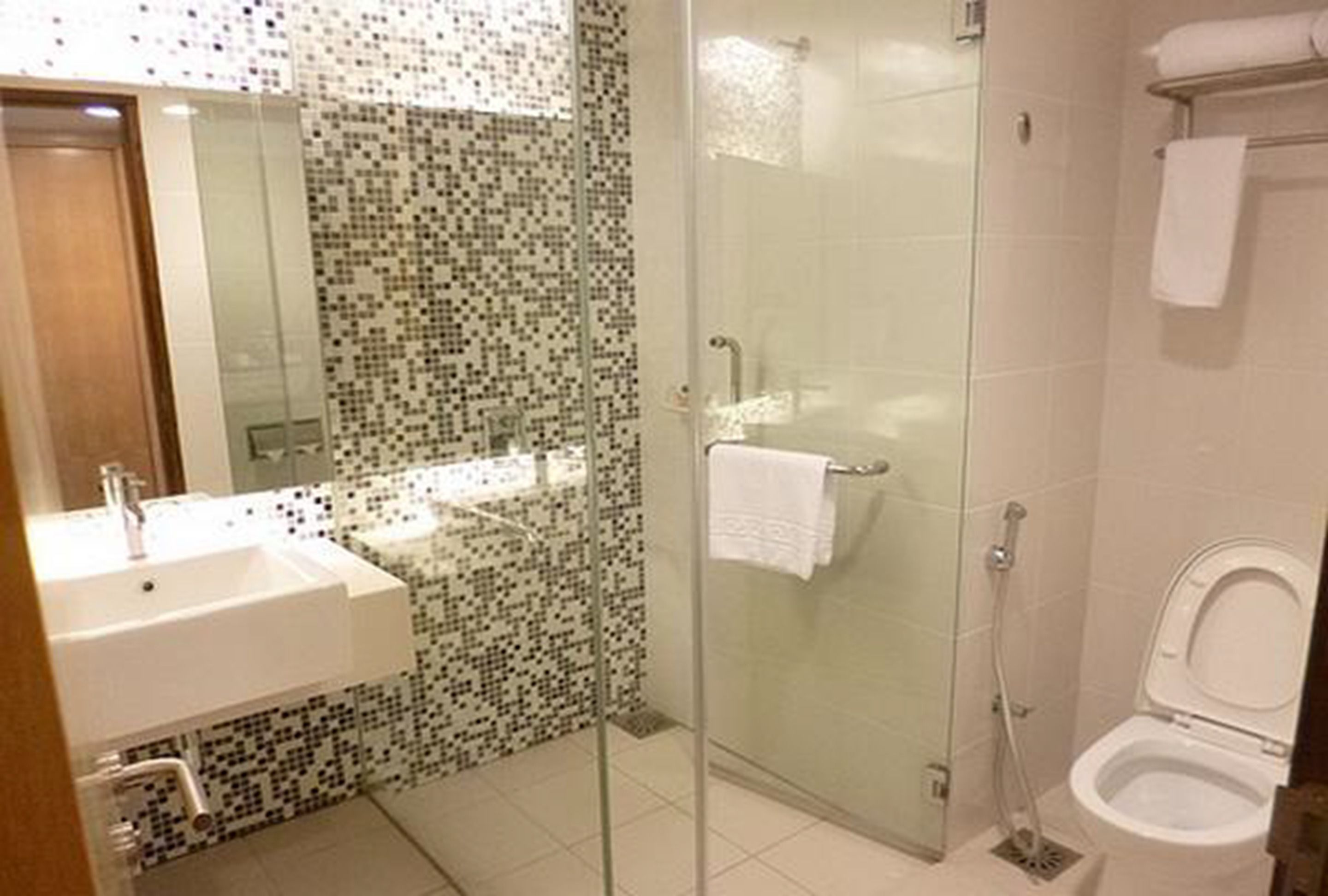 free toiletries, hair dryer, slippers, bidet