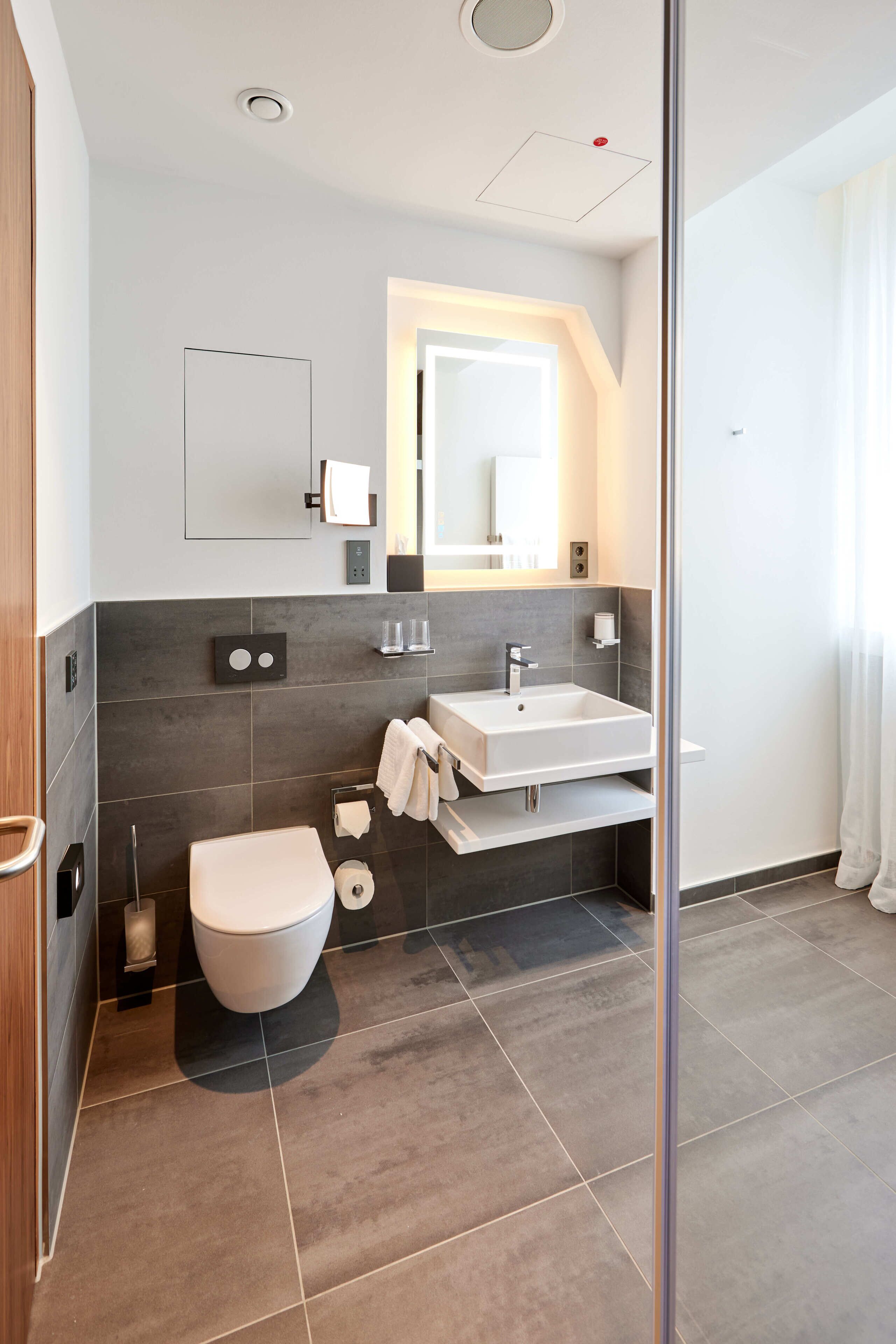 hair dryer, slippers, towels, soap