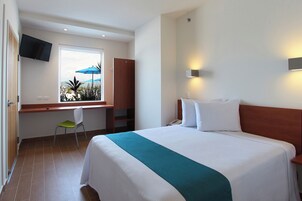 Desk, laptop workspace, free WiFi, bed sheets