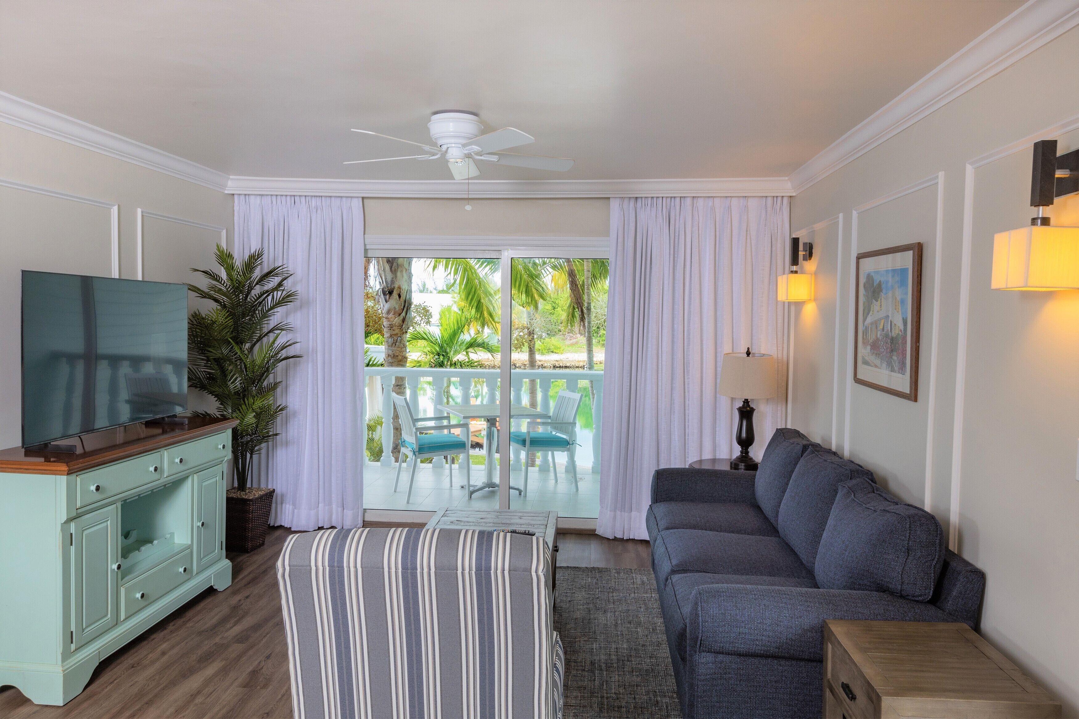 deluxe room, 1 bedroom, marina view | living area | 42-inch smart tv with cable channels, tv