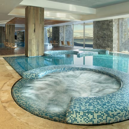 Indoor pool, outdoor pool, sun loungers