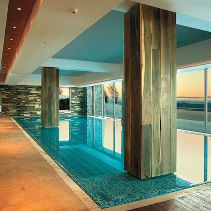 Indoor pool, outdoor pool, sun loungers