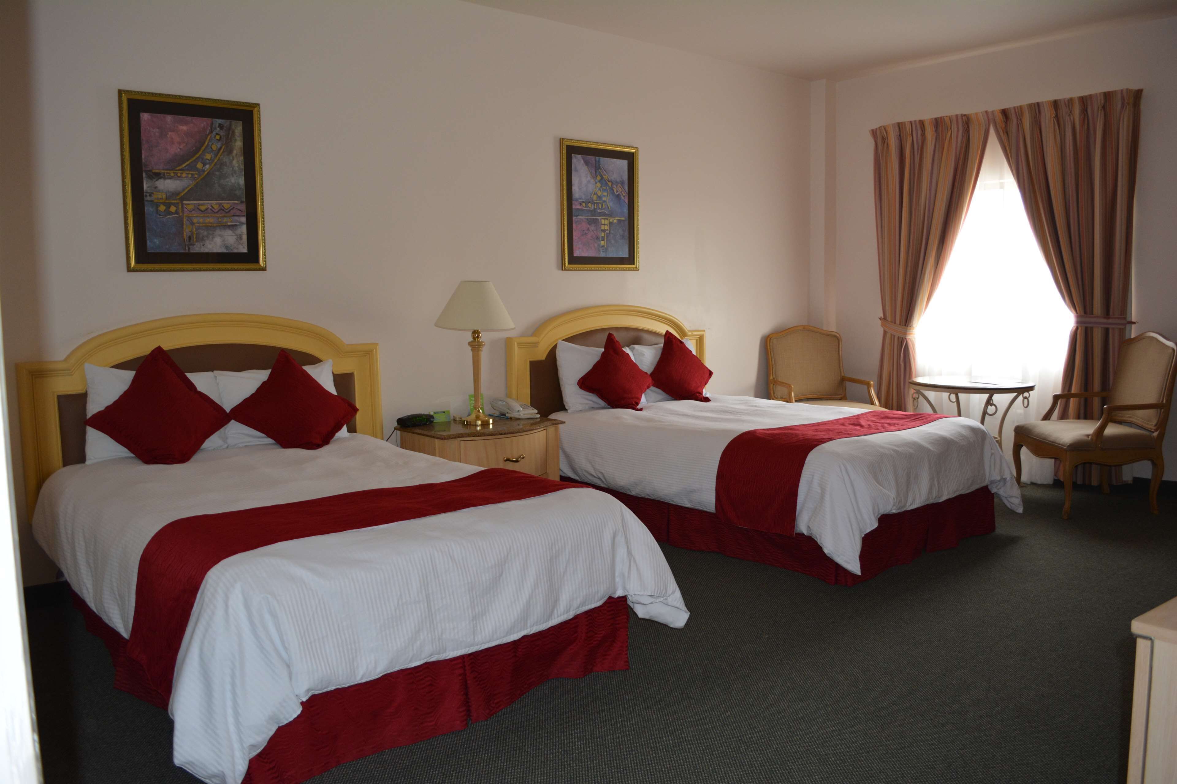 standard room, 2 double beds, non smoking | 1 bedroom, in-room safe, desk, iron/ironing board