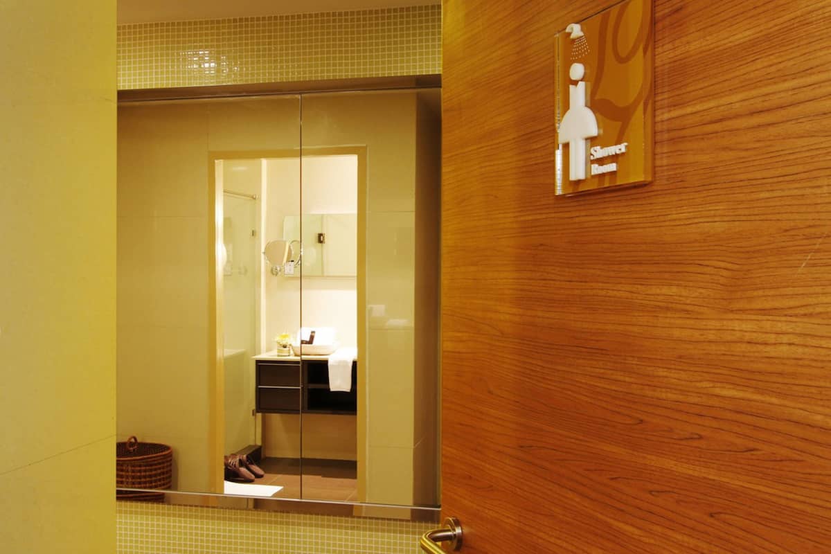 shower, free toiletries, hair dryer, slippers