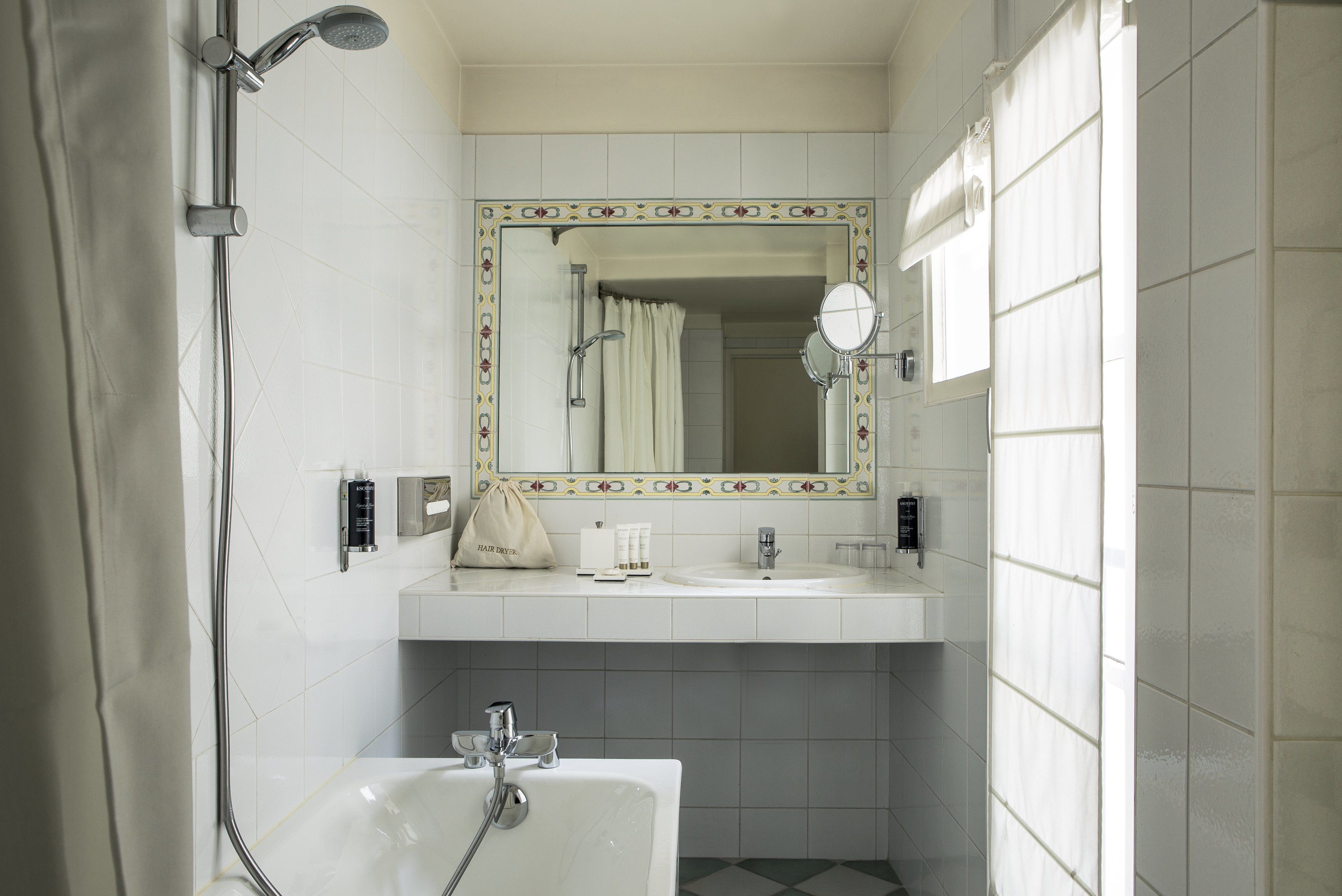 free toiletries, hair dryer, towels