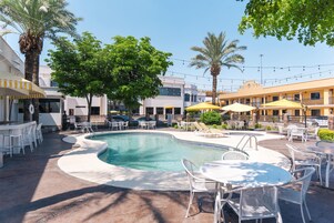 Outdoor pool, sun loungers