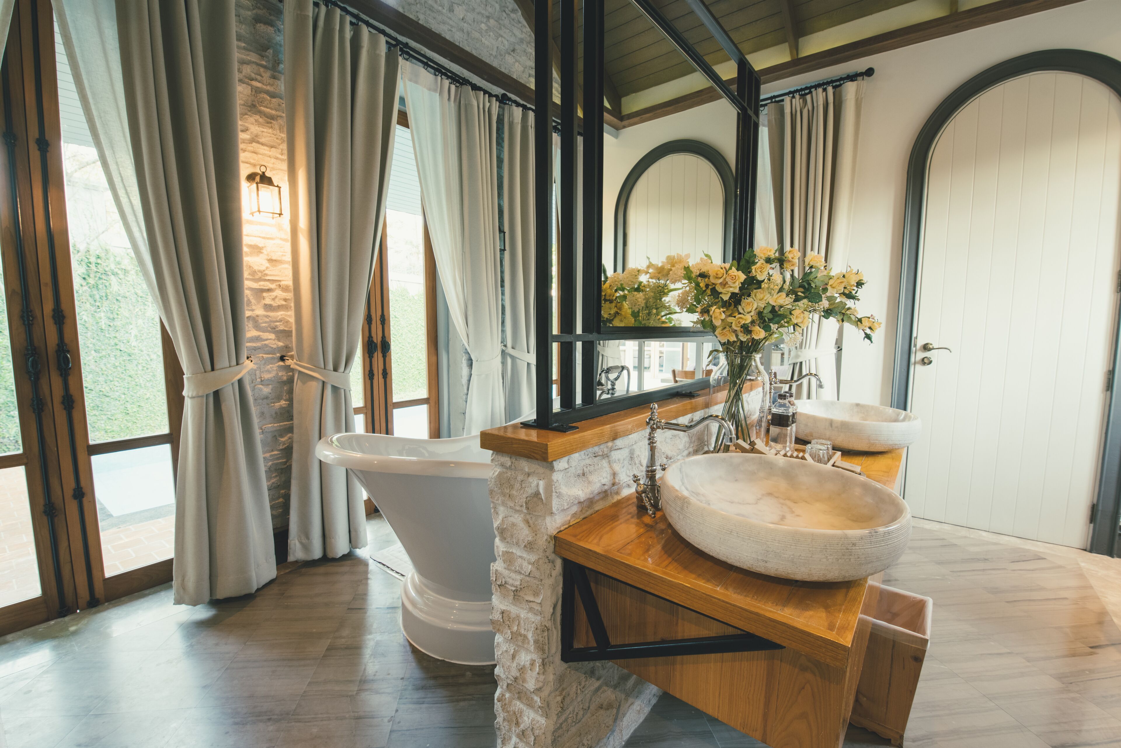 pool villa plus | bathroom | separate bathtub and shower, rainfall showerhead, free toiletries