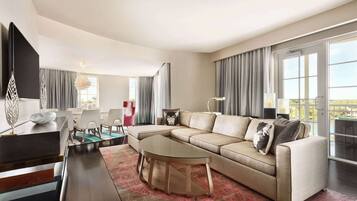 Premium bedding, down comforters, pillowtop beds, in-room safe