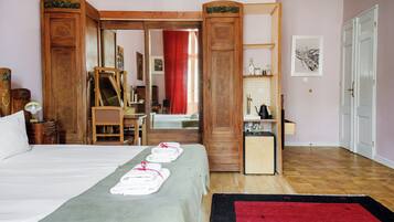 Individually decorated, individually furnished, desk, iron/ironing board