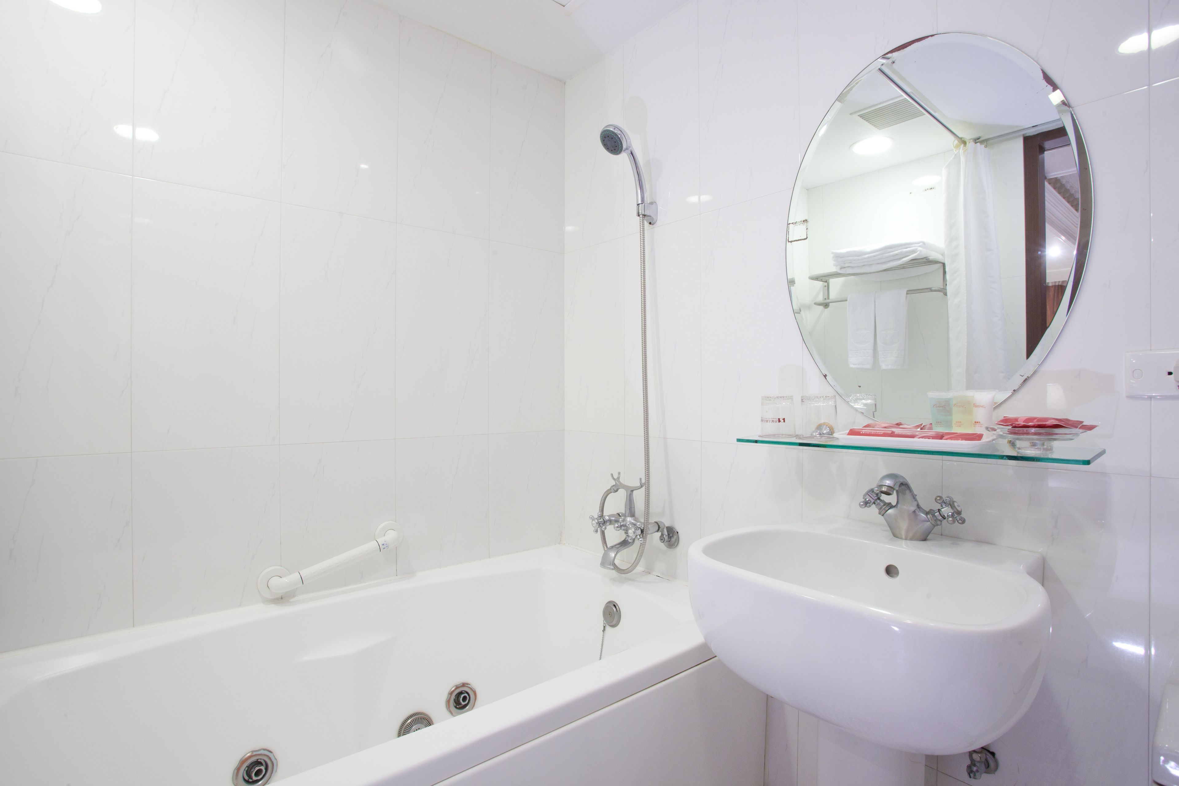 free toiletries, hair dryer, slippers, towels