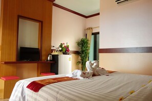 Individually decorated, desk, blackout curtains, rollaway beds
