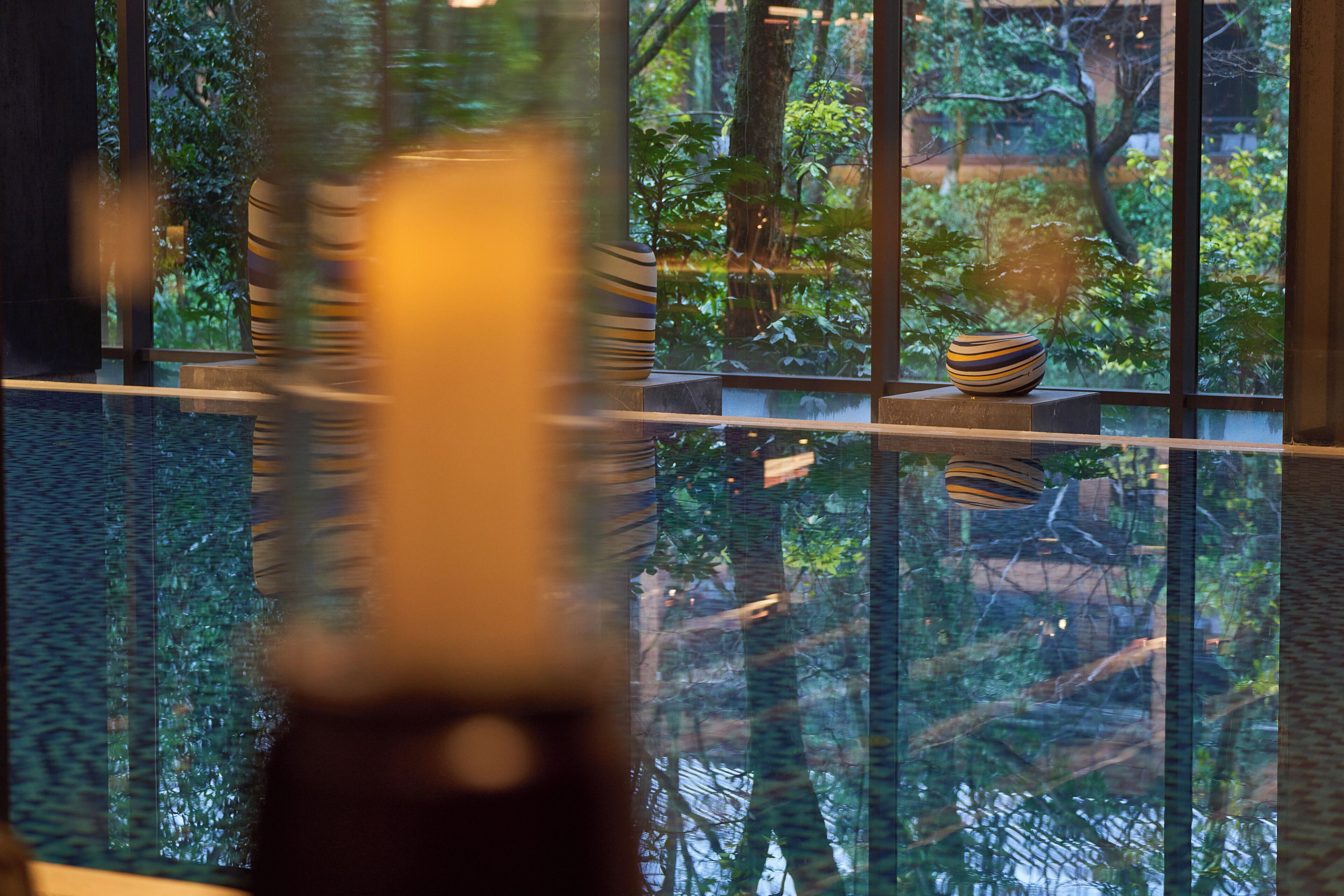 indoor pool, pool loungers