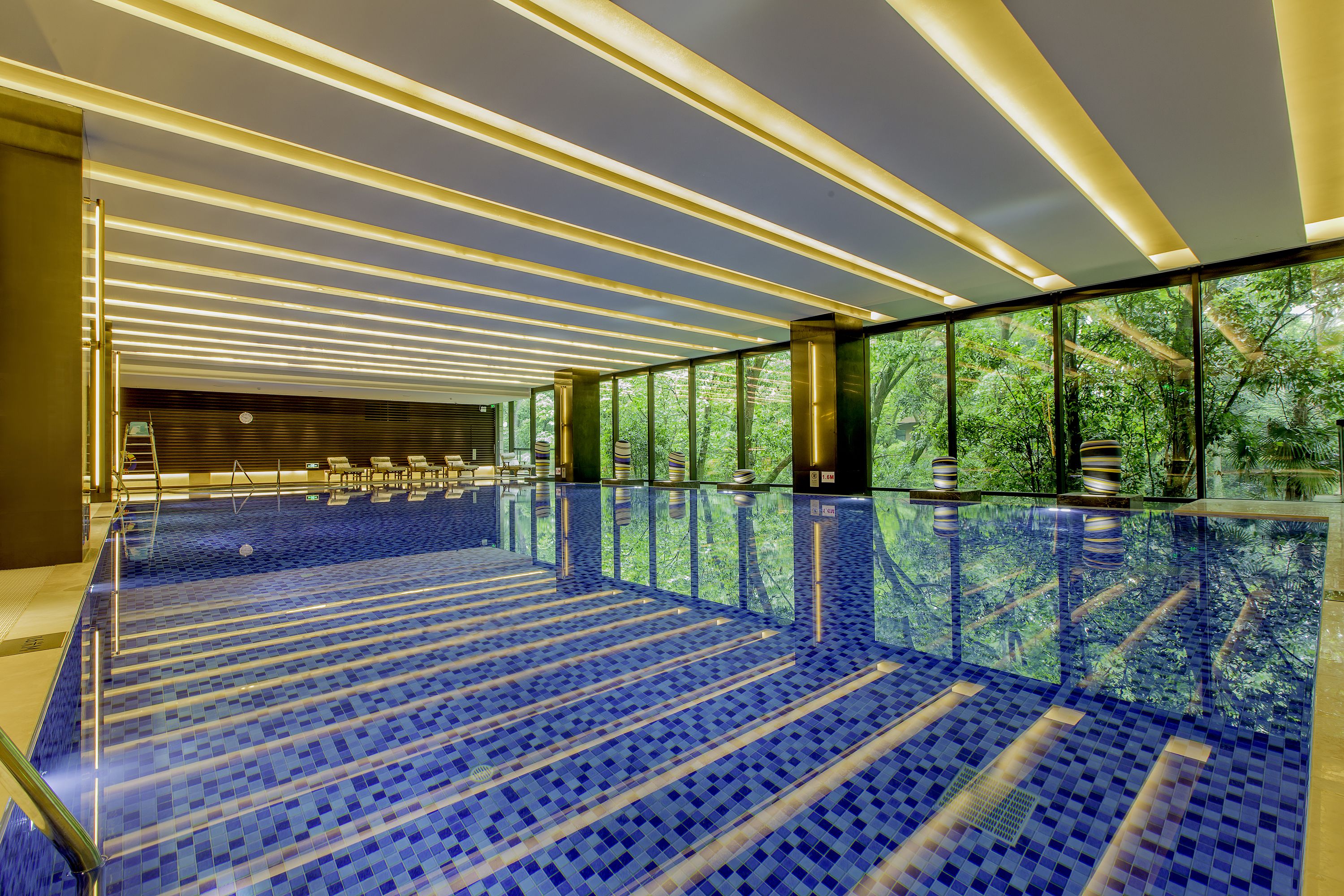 Indoor pool, pool loungers