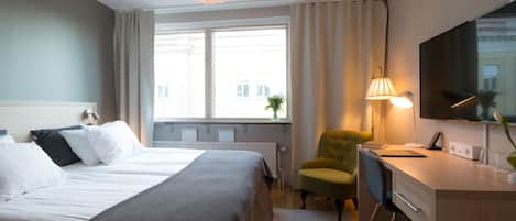 Desk, free WiFi, bed sheets