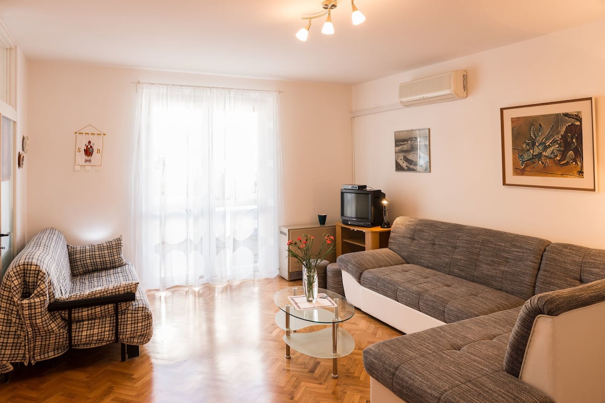 Apartment, 1 Bedroom, Terrace, Sea View | Living room | 80-cm LCD TV with satellite channels, TV