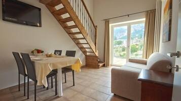 32-inch flat-screen TV with satellite channels, TV