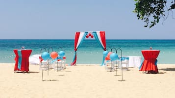 On the beach, white sand, beach bar